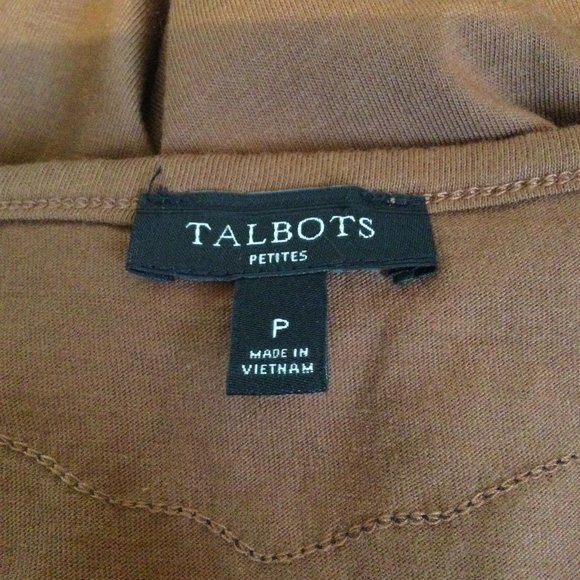 Talbots Brown Tee w/Black Lace,  3/4 Sleeves, P - Picture 6 of 7